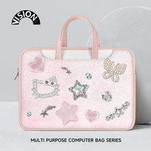 V-SION粉色星星蝴蝶笔记本重磅电脑包手提适用苹果macbook15点6寸小新air13华为matebook联想女14内胆包