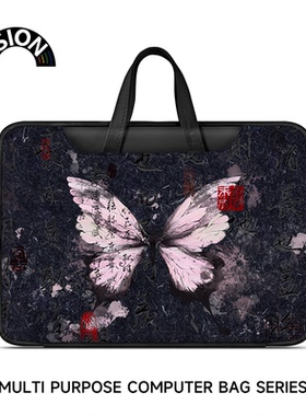 VISION新中式蝴蝶笔记本电脑包手提适用苹果macbook15点6寸小新air13.3华为matebook联想女14内胆包pro保护套