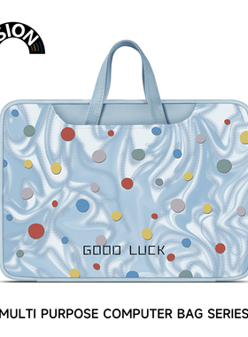V-SION原创插画蓝色心情笔记本重磅电脑包手提适用苹果macbook15点6寸小新air13华为matebook联想女14内胆包