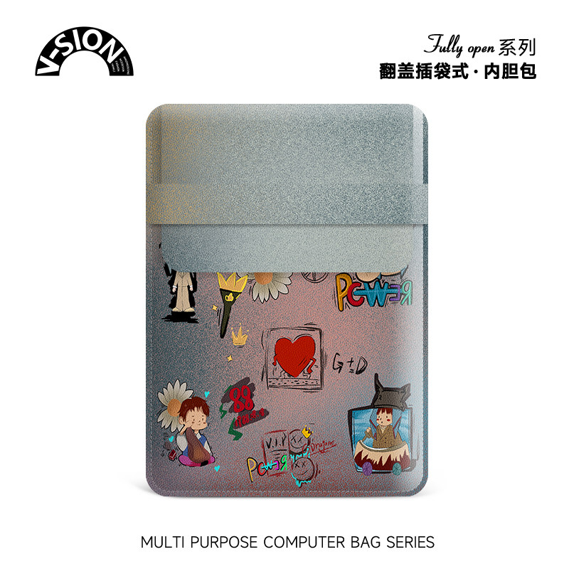 V-SION可爱涂鸦笔记本内胆包女2024款无磁适用华为matebook14平板保护套联想小新13苹果macbook15竖版内胆包,3C数码配件,笔记本电脑包,淘宝优惠券,粉丝福利购,淘宝优惠卷