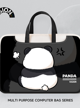 V-SION熊猫花花笔记本电脑包手提适用苹果macbook15点6寸小新air13.3华为matebook联想女14内胆包pro保护套