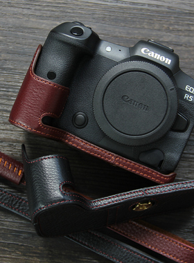 适用佳能R63三代相机套R6II/R6/R5保护套 R7底座半套RP真皮R8皮套
