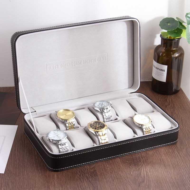 leather zipper watch storage box collection display gift box