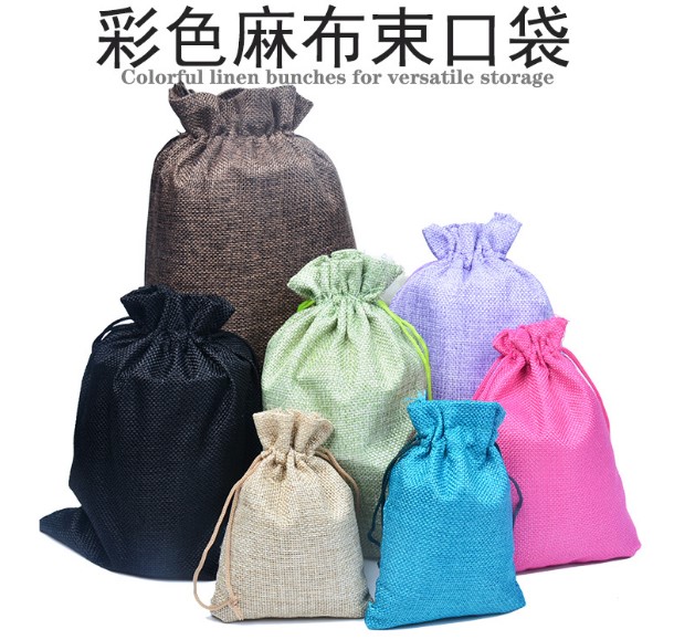 linen jute drawstring pouch cotton mix color packages