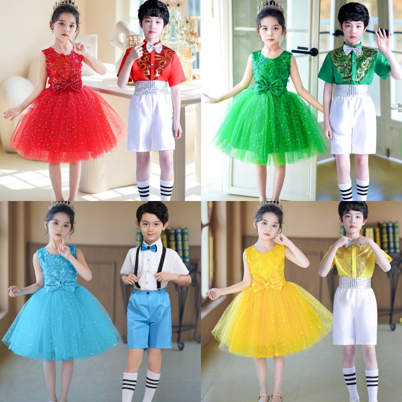 儿童未来闪耀演出服幼儿小水花小美满舞蹈服女童蓬蓬裙可爱公主裙