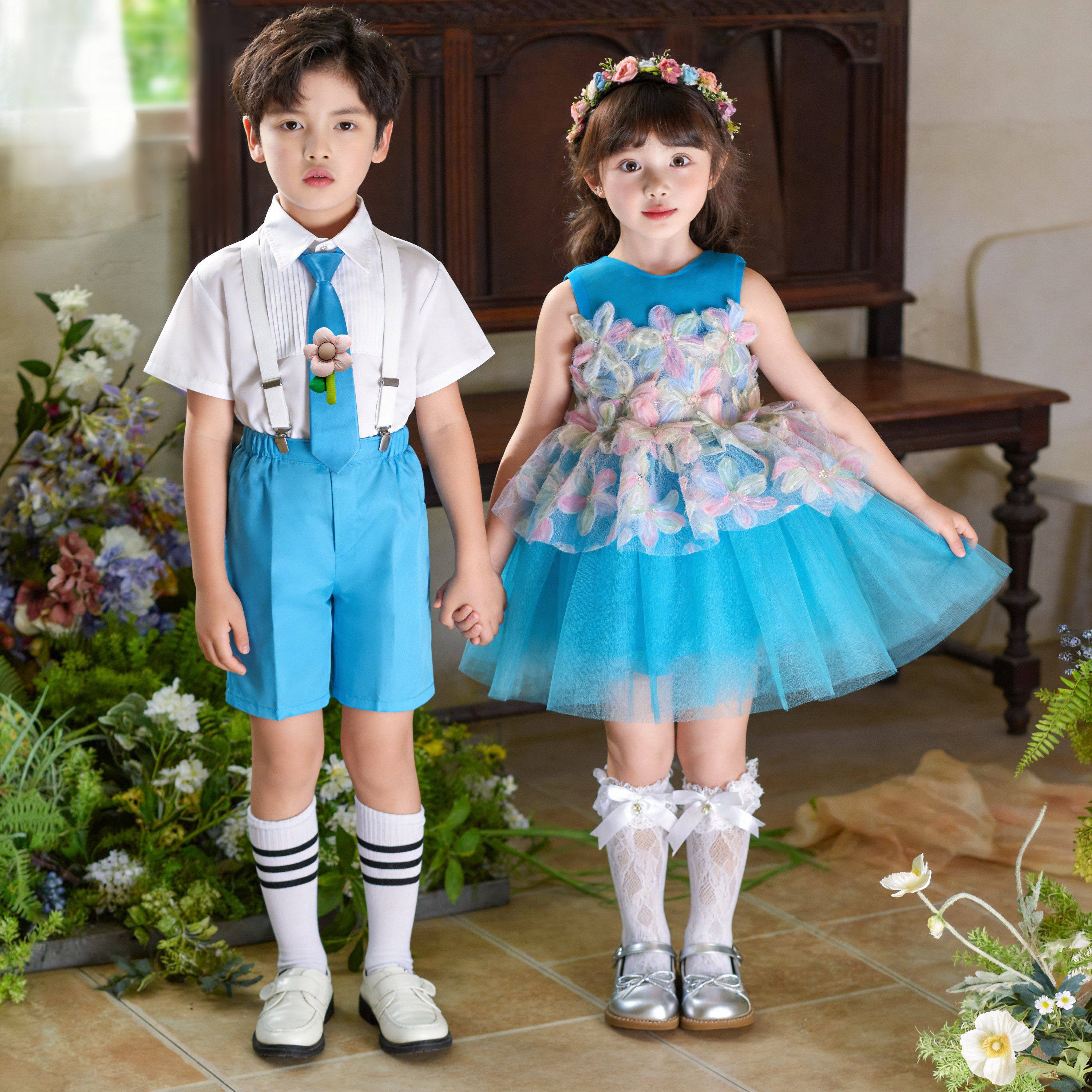 冰淇淋的味道花儿朵朵向阳开舞蹈服女童蓬蓬纱裙送你花一朵演出服