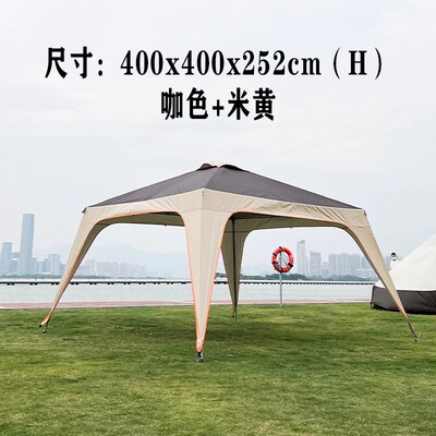 户外便携野营野餐烧烤遮阳棚布涂银庭院雨棚防风防晒露营天幕帐篷