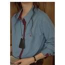 上衣女2025独特别致纯棉长袖 衬衫 衬衣 复古风撞色竖条纹设计款 法式