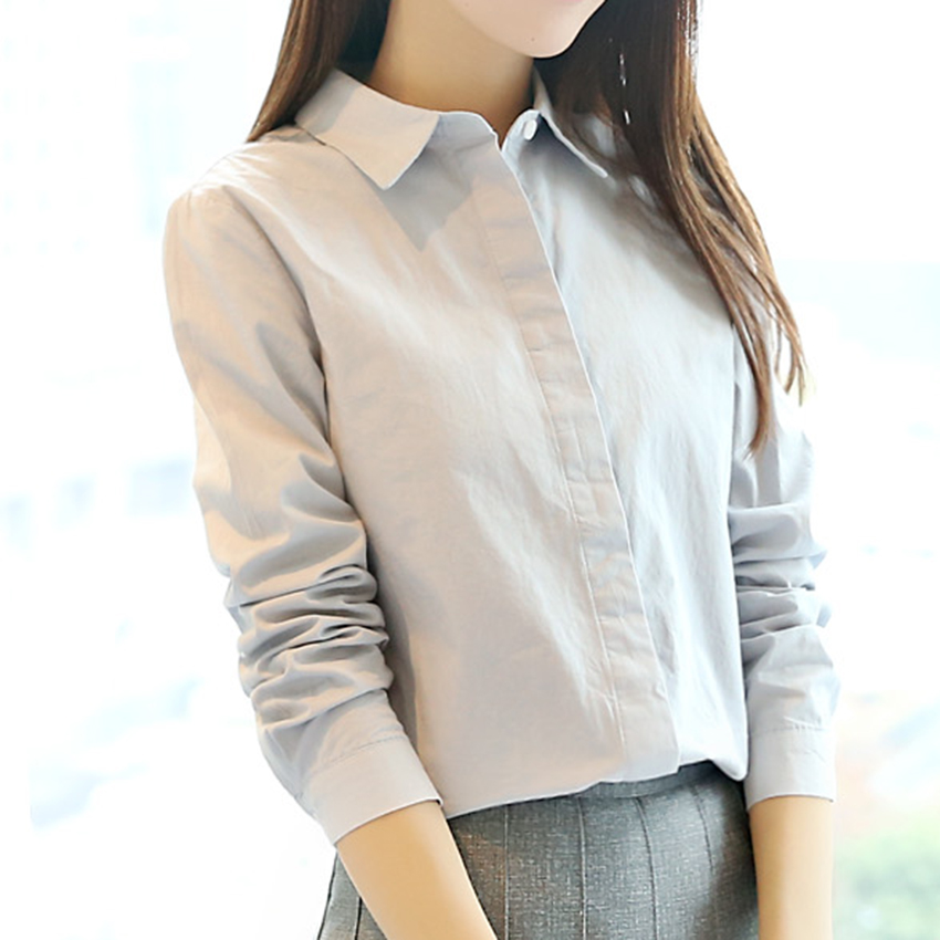2023春秋装新款白色职业衬衫女长袖 韩版纯棉OL内搭打底上衣ins潮