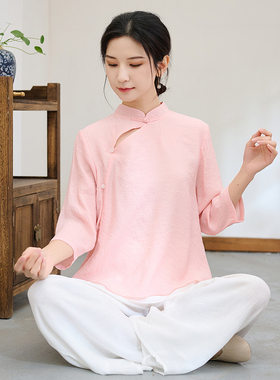 白色禅服禅意风仙气打坐冥想疗愈师服装修行素衣佛系禅意居士服女