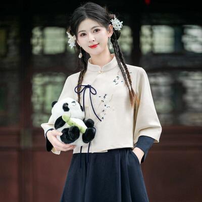改良旗袍秋冬工作服新中式采耳师