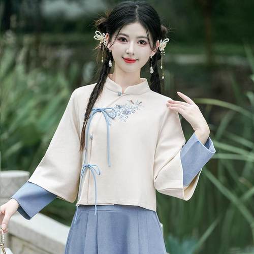 新中式国风旗袍上衣唐装茶服