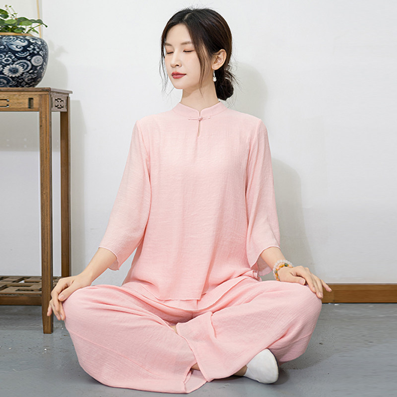 修行禅服女中国风禅意棉麻套装中式复古唐装太极服打坐居士服女夏