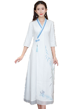 交领禅意收腰显瘦裙子改良汉服