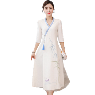 改良汉服中国风旗袍禅意唐装茶服中式服装古装日常可穿禅服女仙气