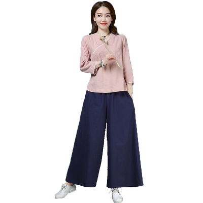 棉麻养生美容师茶服