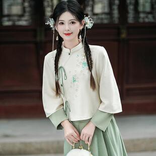 改良旗袍连衣裙仙气茶服采耳师秋冬工作服女 年轻款 新中式 禅意套装