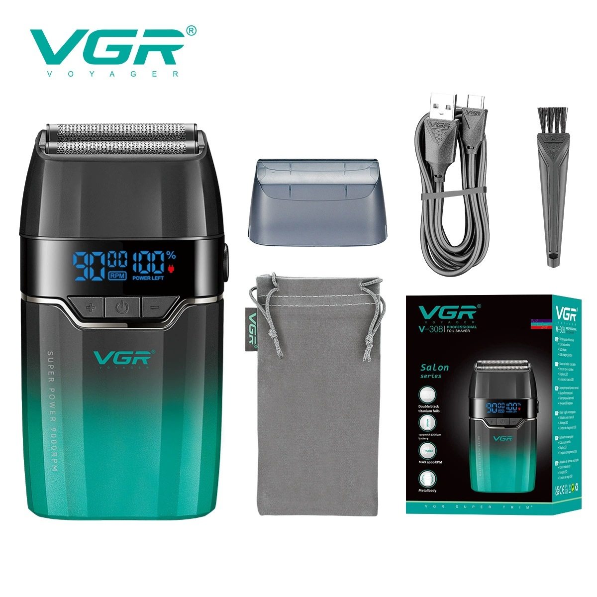 VGR308新款增白器9000转理发店发廊家用剃光头往复式刮胡剃须刀男
