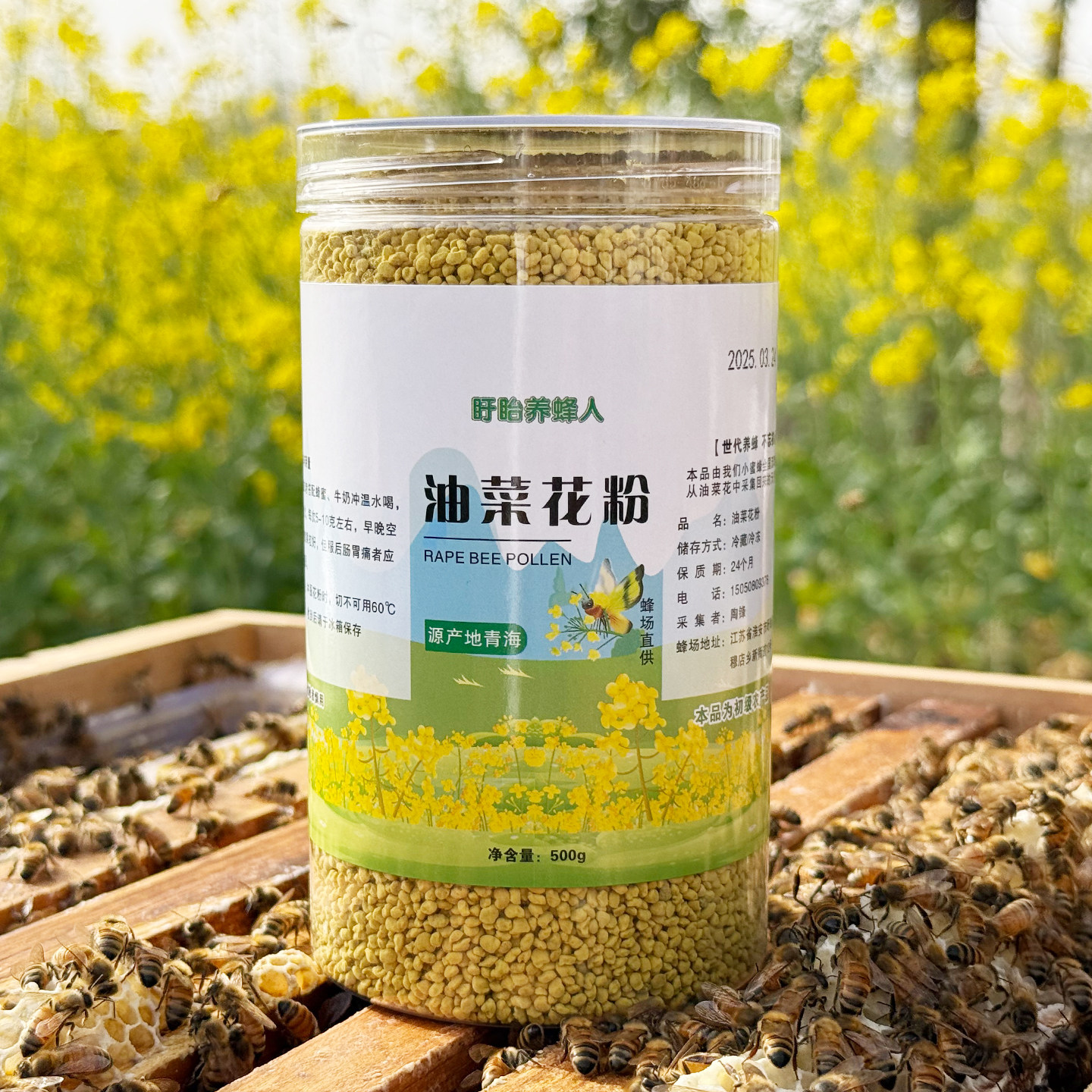 纯正天然活性油菜蜂花粉 青海油菜花粉 正品 500克