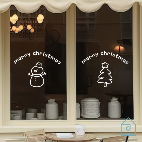 圣诞节ins简约贴纸春节商场店铺节日氛围玻璃门橱窗装饰防撞贴画