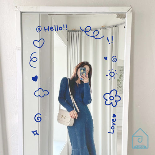 DIY全身镜改造有趣贴纸 网红服装咖啡店铺镜子自拍照打卡镂空贴画