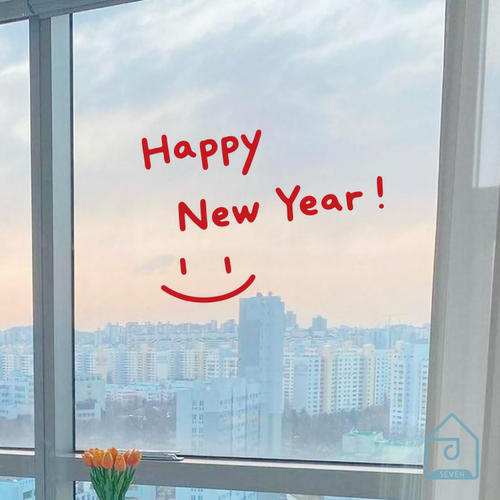 Happy new year2026新年快乐玻璃门窗贴纸自拍照镜子装饰圣诞贴字