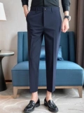 Мужские осенние штаны, демисезонный трендовый пиджак классического кроя для отдыха, облегающий крой, в корейском стиле
