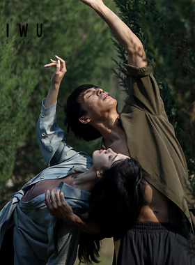 柏屋黑白长袖衬衫IND系列现代舞落肩宽松舞蹈训练演出ZL22511006