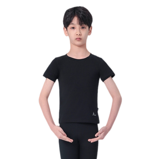 柏屋儿童舞蹈上衣练功半袖形体服 男童训练圆领T恤衫11321216