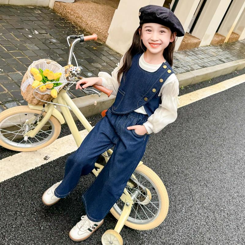 女童春装套装2025新款洋气儿童韩版牛仔三件套宝宝潮酷春秋款衣服