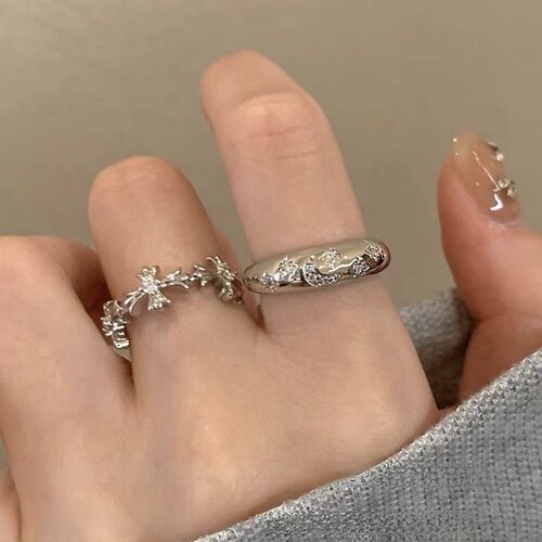 微镶锆石十字架戒指女ins小众设计感轻奢食指戒时尚个性指环手饰