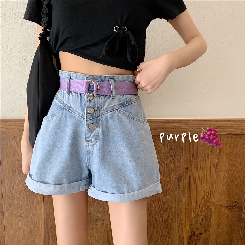 Real price fashion high waist foreign style versatile curled edge hot pants loose denim shorts