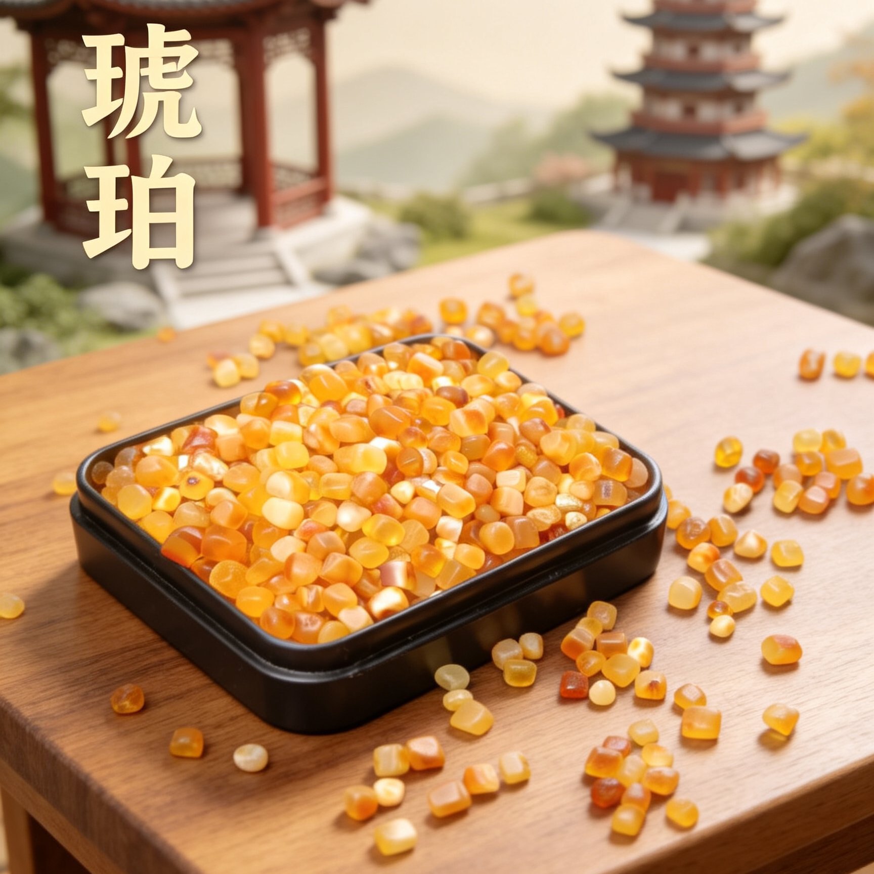 波罗的海天然打磨琥珀蜜蜡方粒珠供佛修曼扎七宝石俄罗斯原矿原石