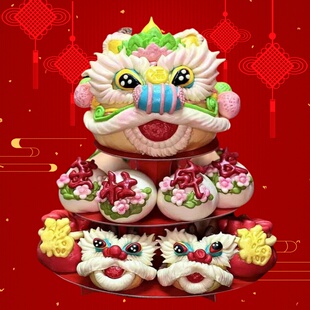 胶东花饽饽金穗朵花馍周岁馒头百天抓周生日醒狮虎宝宝茁壮成长礼