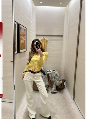 Xinlei Lin 瘦腿滤镜 白色简约百搭显瘦直筒抓绒牛仔裤休闲裤