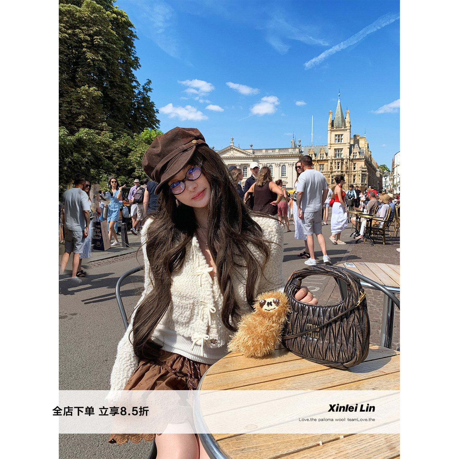 XinleiLin双色圈圈针织开衫