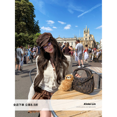 XinleiLin双色圈圈针织开衫