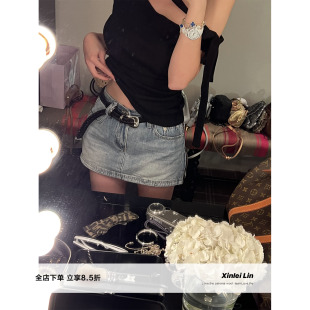 bai搭拉链开衩设计感水洗牛仔半裙短裙女 贝克街区 Xinlei Lin