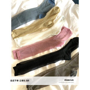 6色亮丝春夏薄款 流光细闪 透气无骨小腿袜堆堆袜 Lin Xinlei