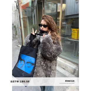 定染立领廓形环保仿羊羔毛皮毛一体外套 暮光森林 Xinlei Lin