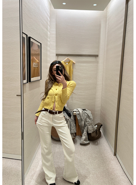 Xinlei Lin 瘦腿滤镜 白色简约百搭显瘦直筒抓绒牛仔裤休闲裤