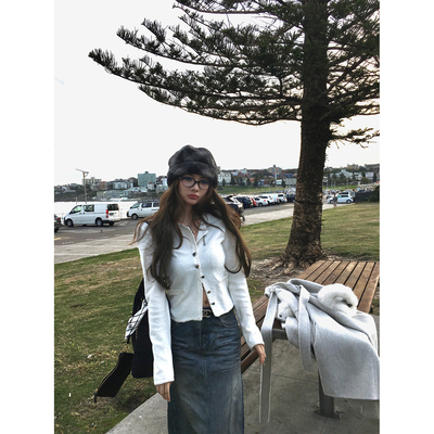 XinleiLin双色小香风长袖开衫