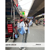 Lin 弹力腰精 私物复古水洗微辣显瘦低腰牛仔裤 Xinlei 长裤 女春