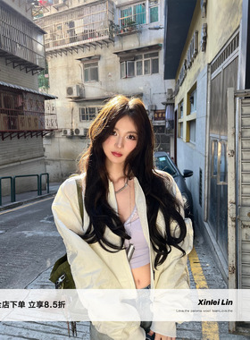 Xinlei Lin“时光旅人”褶皱肌理感飞行员短款夹克外套女春季新款