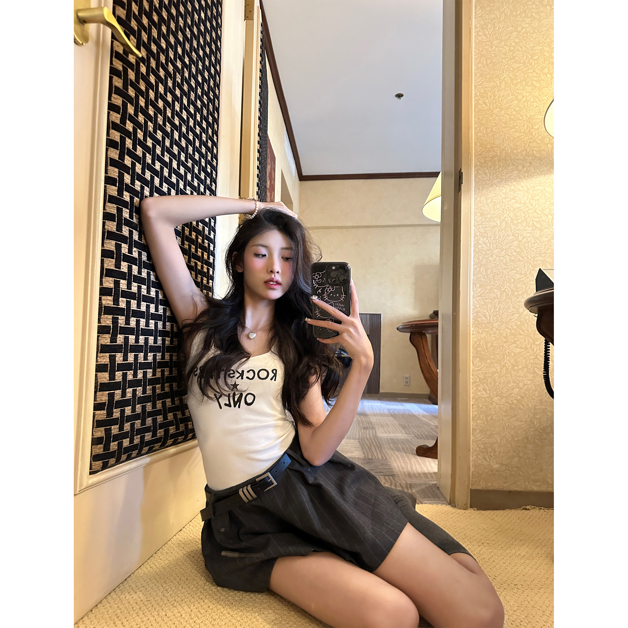 XinleiLin三色印花吊带背心