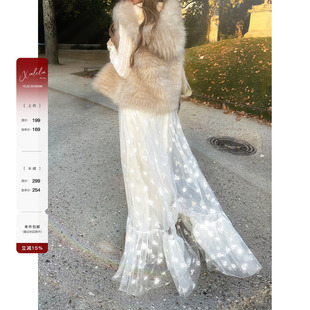 雪纺立体压褶蕾丝衫 诺兰庄园 金丝绣花荷叶边网纱裙 Lin Xinlei