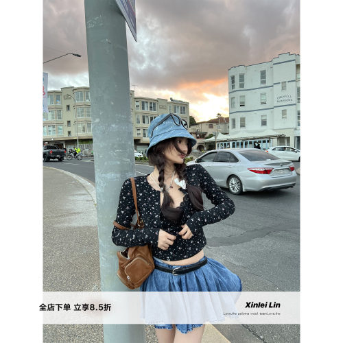 XinleiLin深蓝色牛仔半身裙