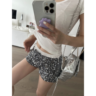 闪钻珠片短裤 繁星满钻 叠穿打底短裤 休闲裤 Xinlei 女热裤 Lin