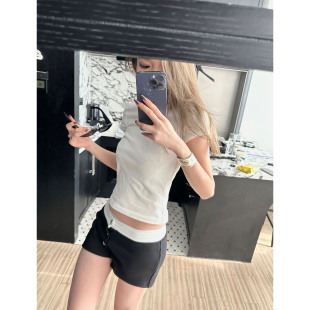 短袖 Xinlei 极简绵柔三色修身 Lin T恤女上衣春夏穿搭 直角肩