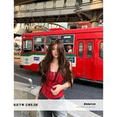 绑带可调节上衣小A半裙套装 Xinlei jennie同款 勃艮第情书 Lin